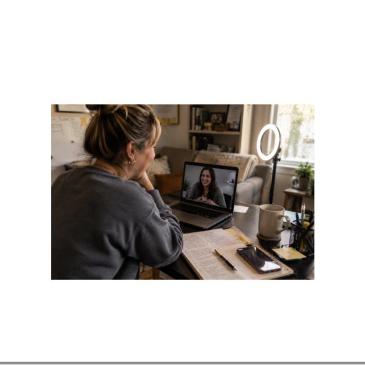 Photo of a client on a video call with Danielle LeBaron for the post "How Much Does a Virtual Assistant Cost?"